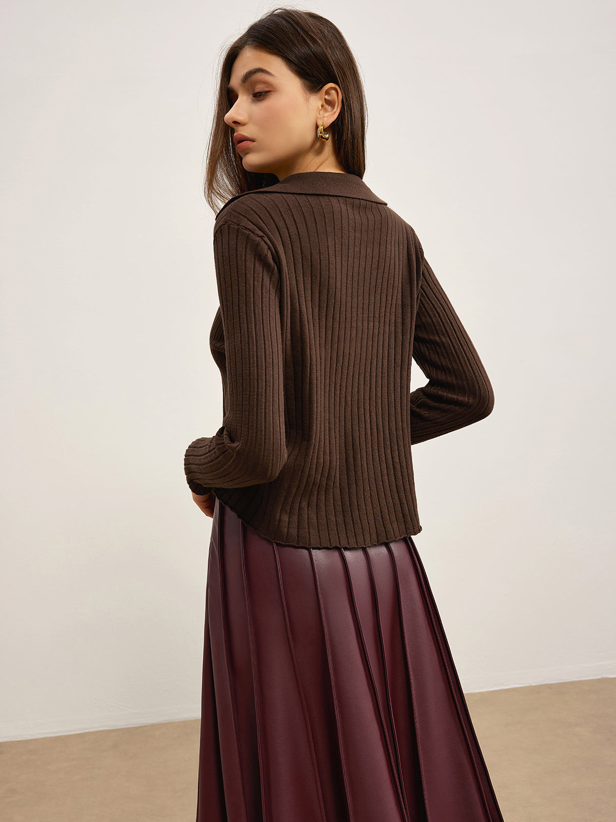 Şık Yüksek Esnek Polo Hırka