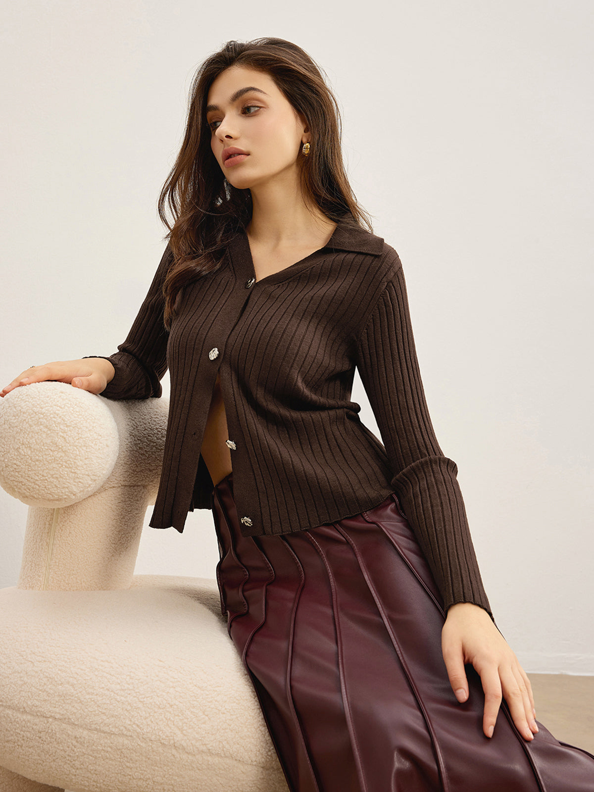 Şık Yüksek Esnek Polo Hırka