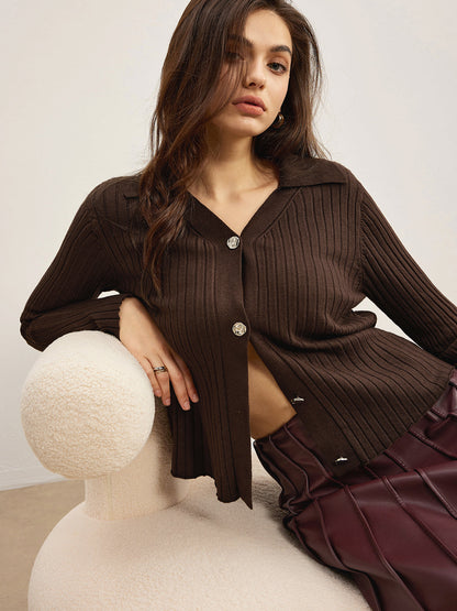 Şık Yüksek Esnek Polo Hırka