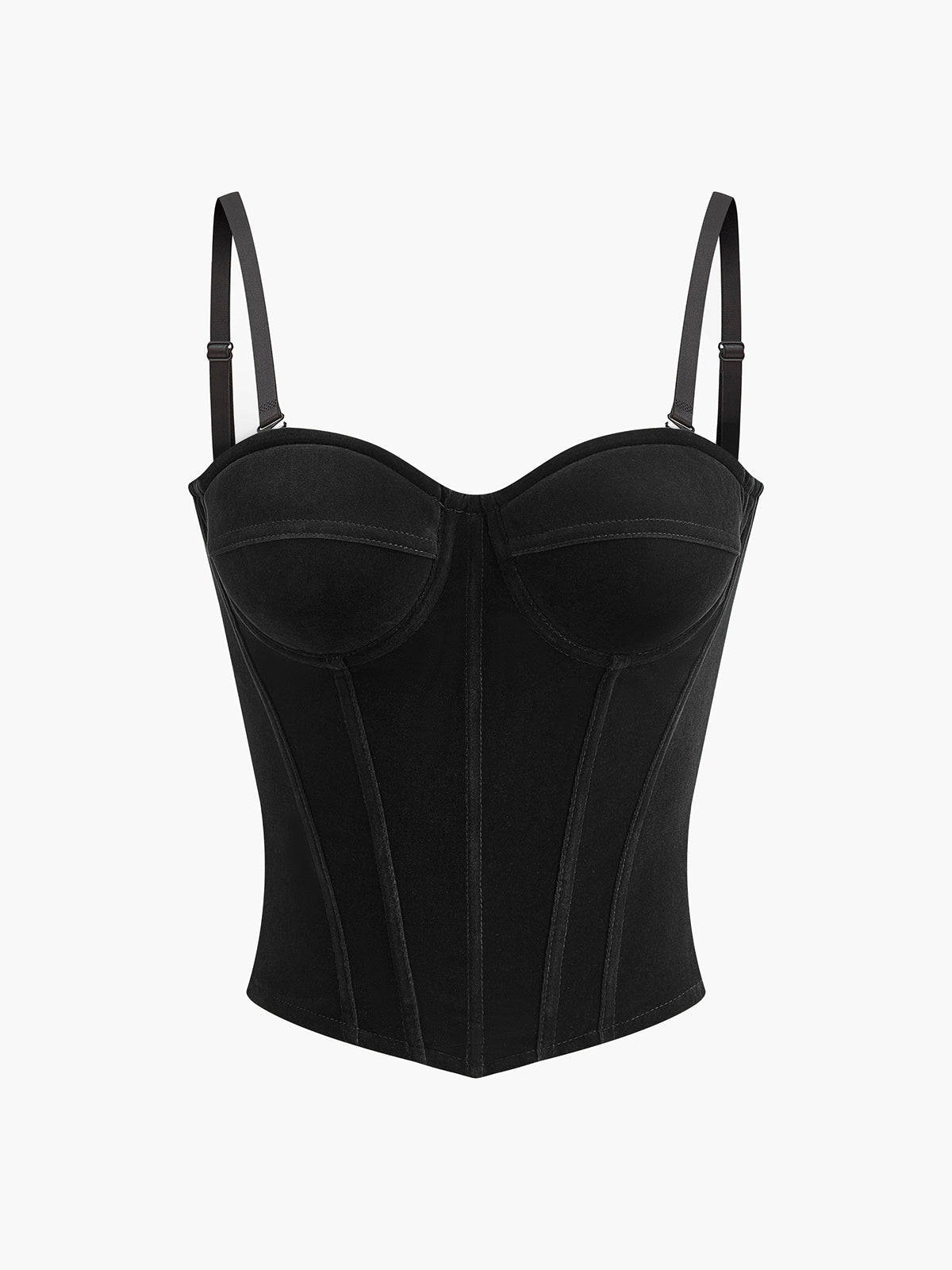 Kadife Şeritli Fermuarlı Korse