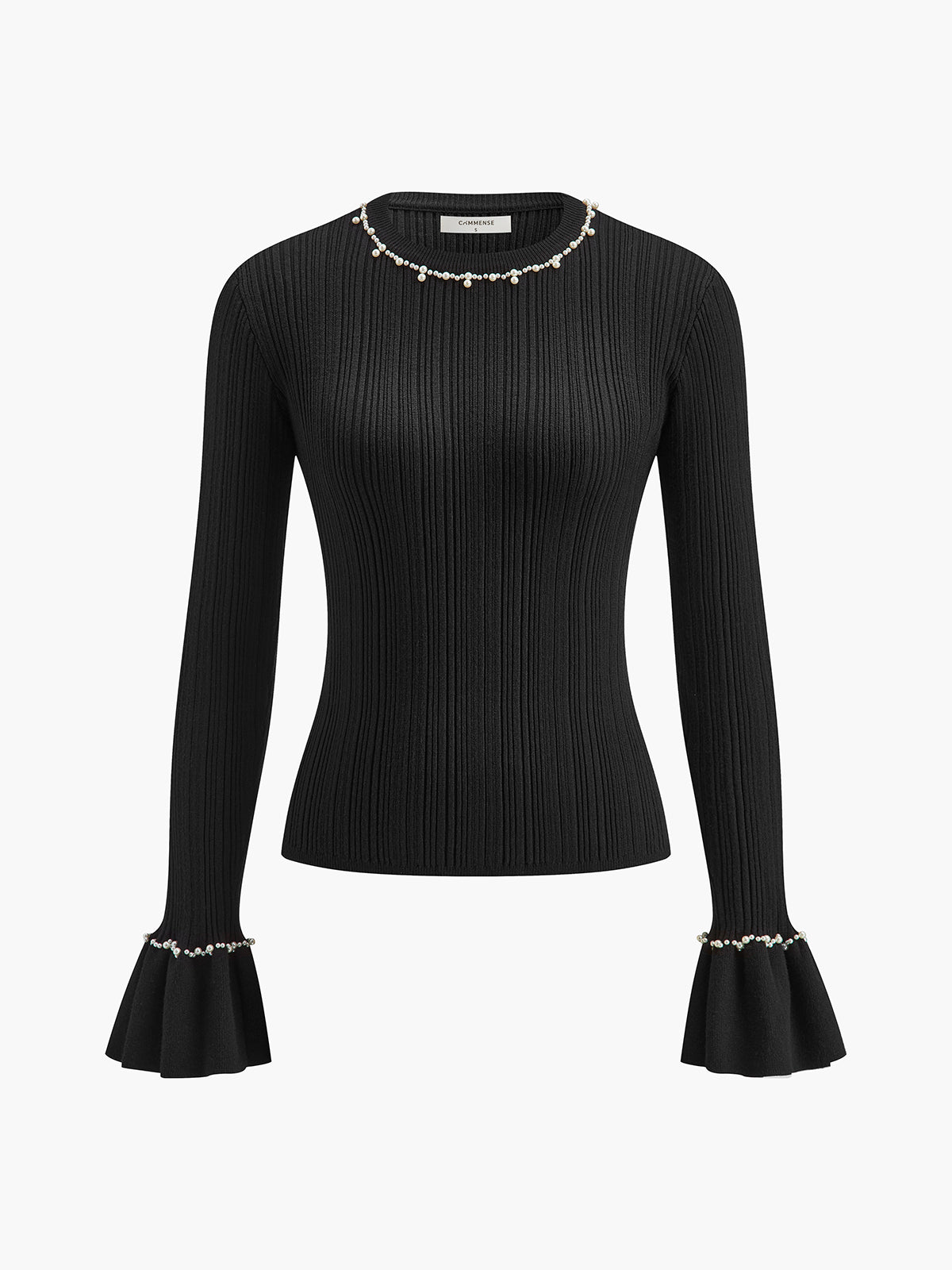 Boncuklu Süslemeli Volanlı Örgü Üst