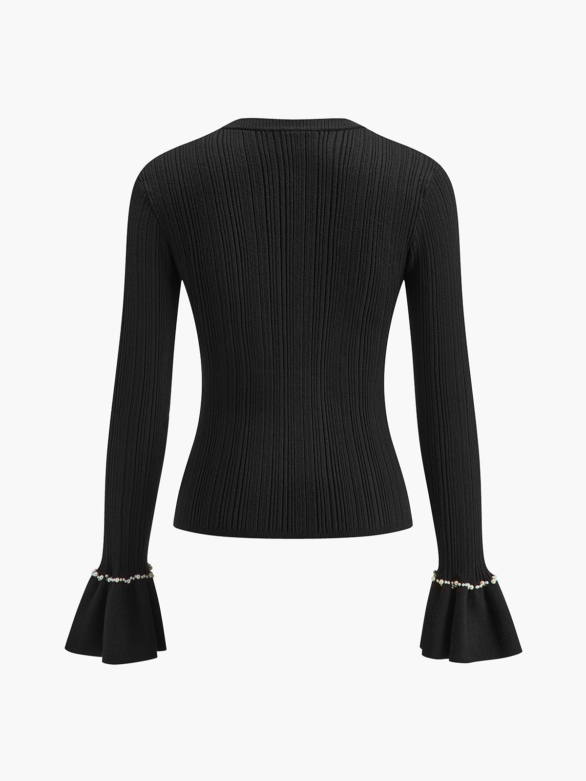 Boncuklu Süslemeli Volanlı Örgü Üst