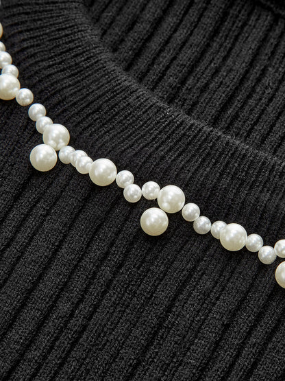 Boncuklu Süslemeli Volanlı Örgü Üst