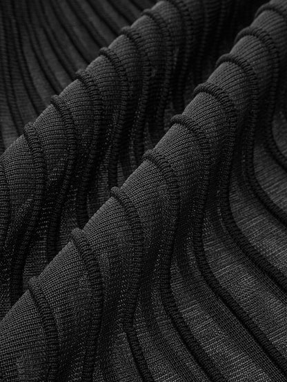 Örme Pileli Yarı Şeffaf Uzun Etek