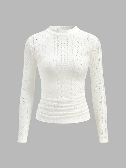 Yarı Şeffaf Dik Yaka Yan Pileli Dar Üst