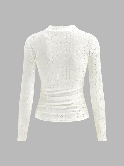 Yarı Şeffaf Dik Yaka Yan Pileli Dar Üst