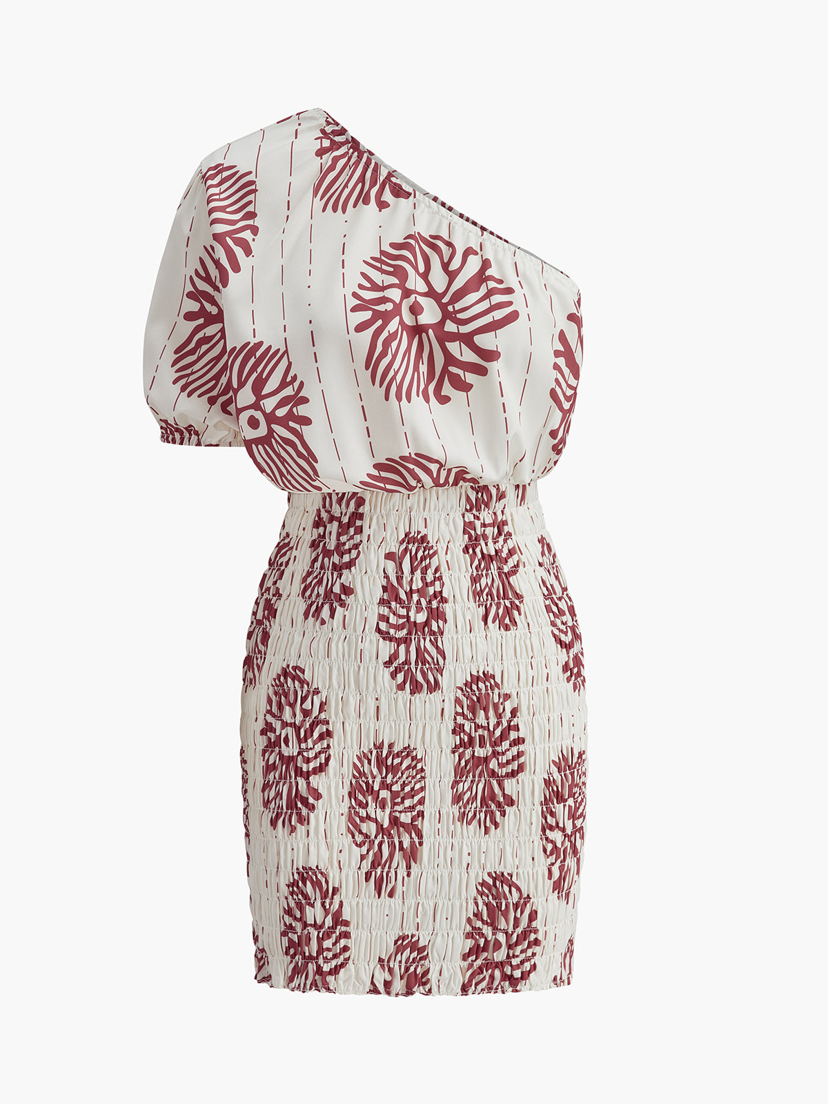 Omuzları Açık Çiçekli Fırfırlı Elbise