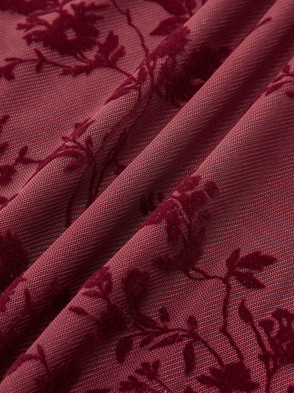 Çiçekli Volanlı Etek Ucu Bağlamalı Elbise