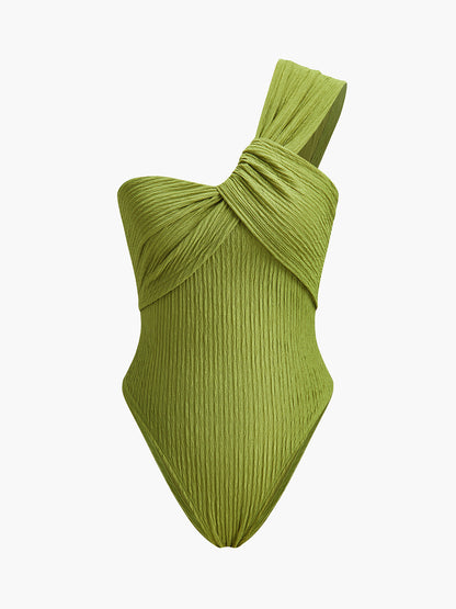 Önü Bükülmüş Tek Omuzlu Bodysuit