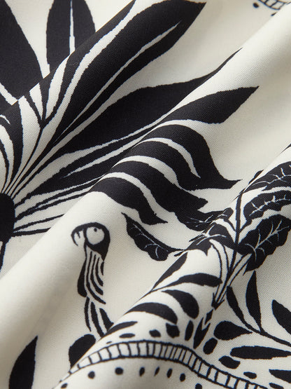 Boho Desenli V Yaka Kemerli Elbise