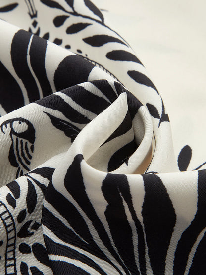 Boho Desenli V Yaka Kemerli Elbise