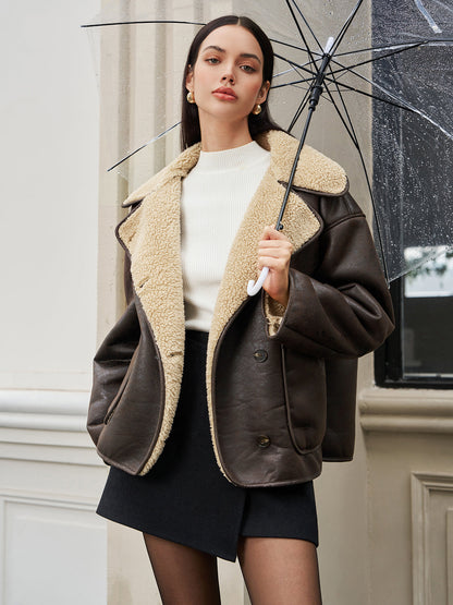 Polar Suni Deri Yaka Ceket