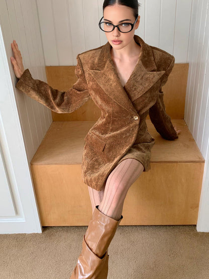 Düğmeli Uzun Blazer