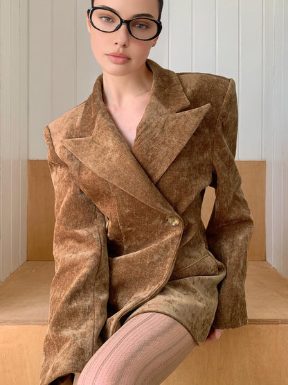 Düğmeli Uzun Blazer