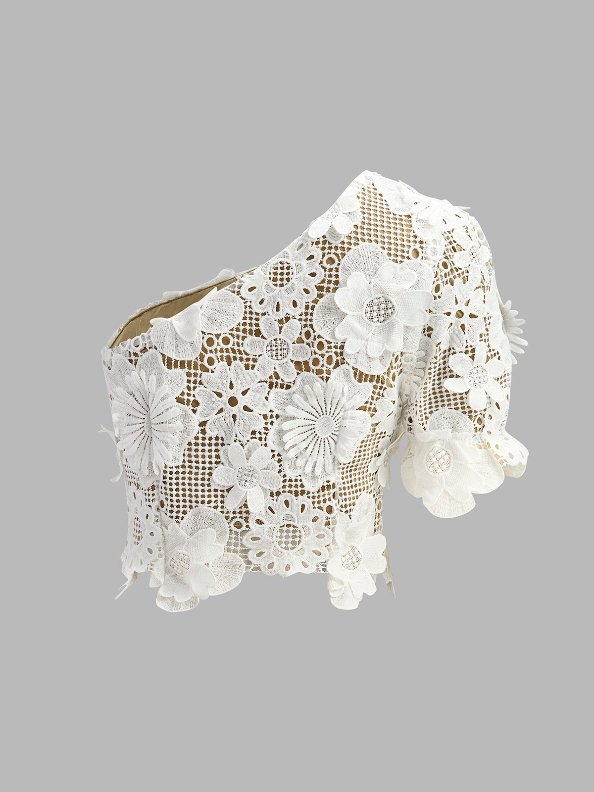 Asimetrik Çiçekli Dantel Üst Etek Takımı