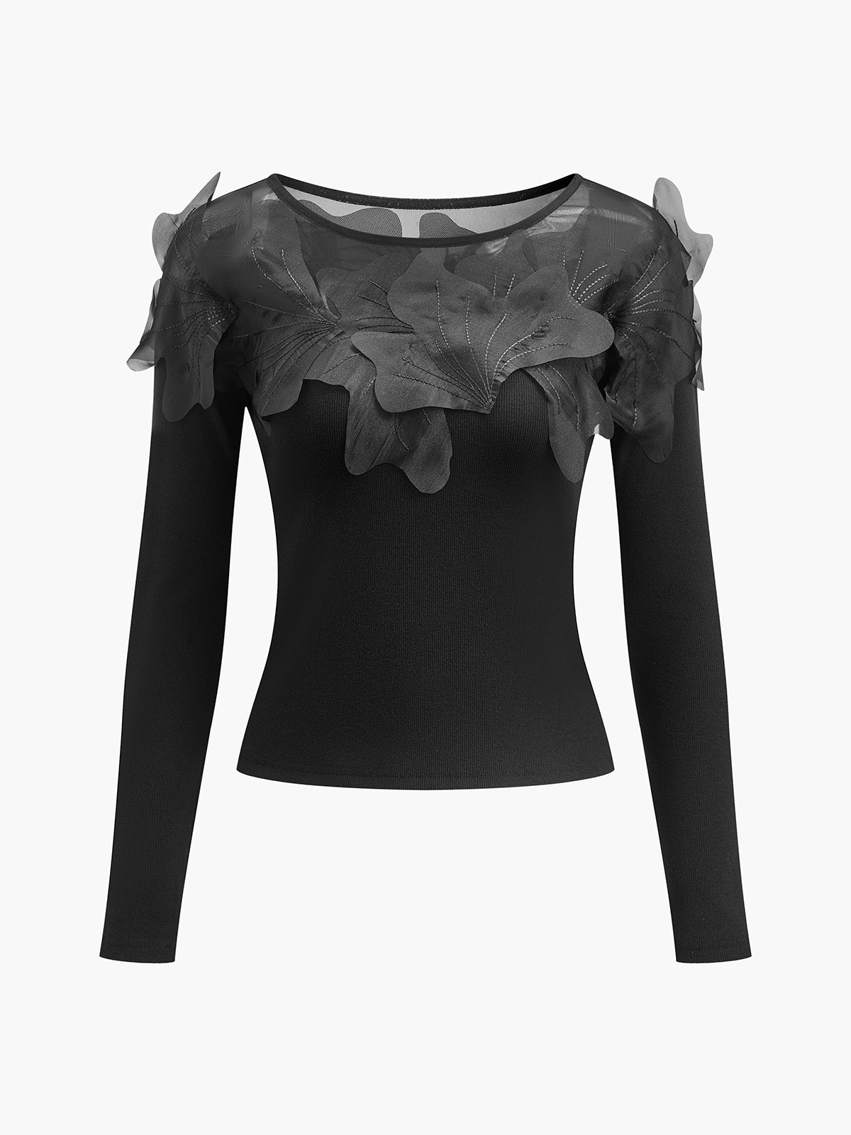 Yarı Şeffaf Çiçek Desenli İnce Bluz