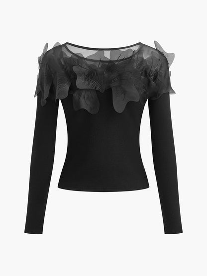 Yarı Şeffaf Çiçek Desenli İnce Bluz