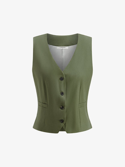 Kemerli V Yaka Düğmeli Şort Takımı