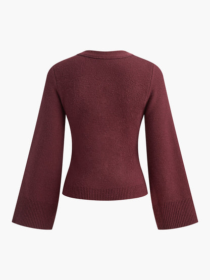 V Yakalı Düğmeli Hırka