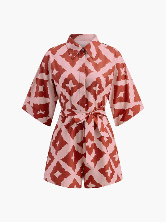 Çiçek Desenli Gömlek Tulum