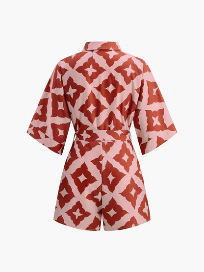 Çiçek Desenli Gömlek Tulum