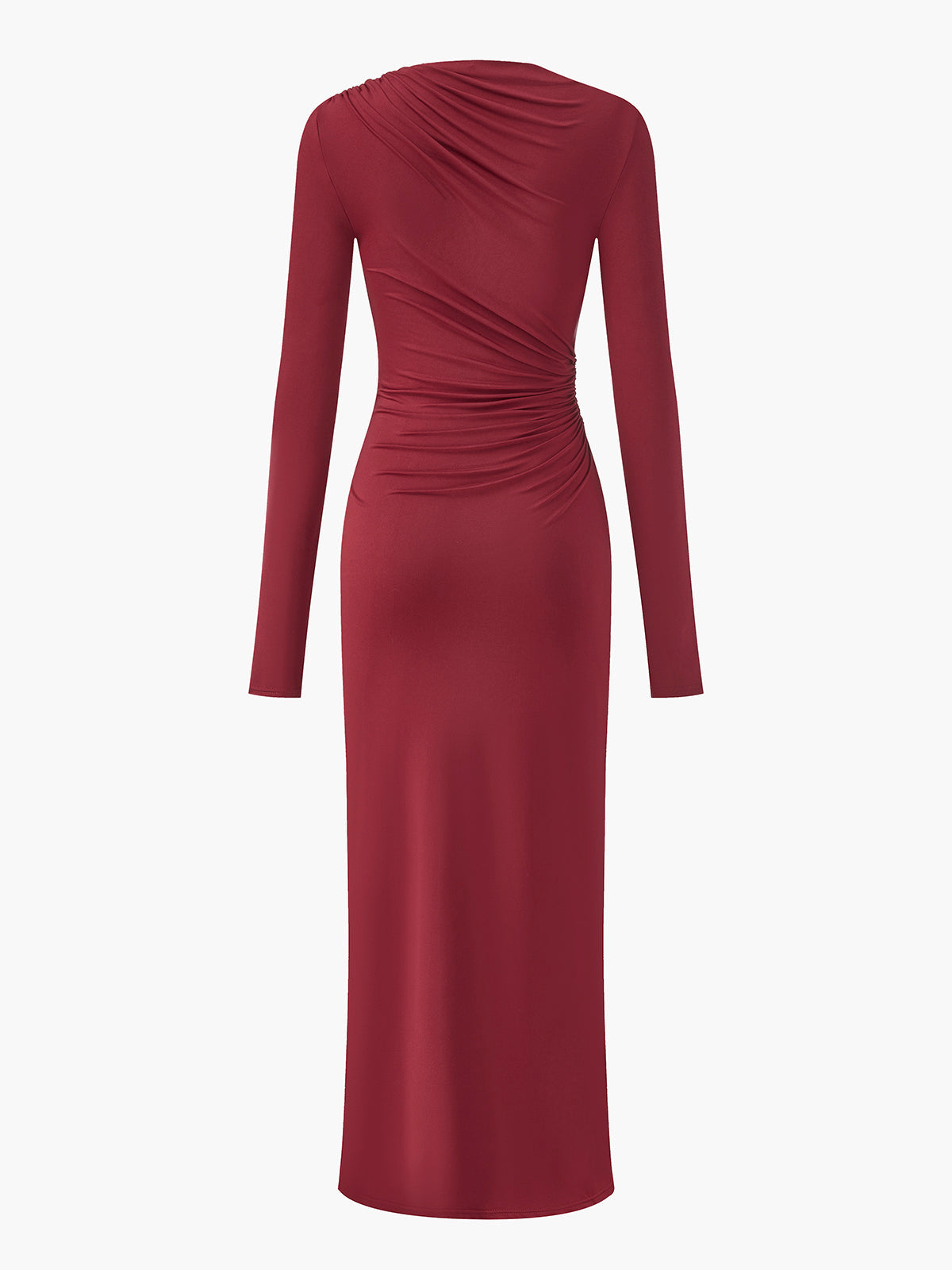 Büzgülü Jersey Slim Uzun Elbise