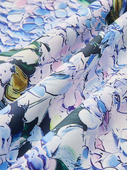 Çiçek Desenli Bağcıklı Elbise