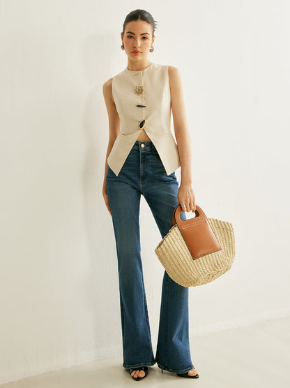 Metal Detaylı Yırtık Yelek