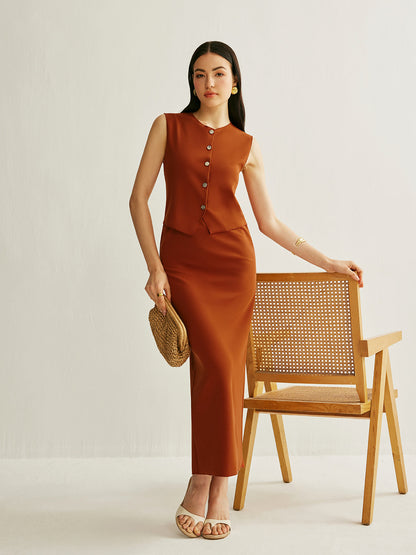 Düğmeli Kolsuz Yelek