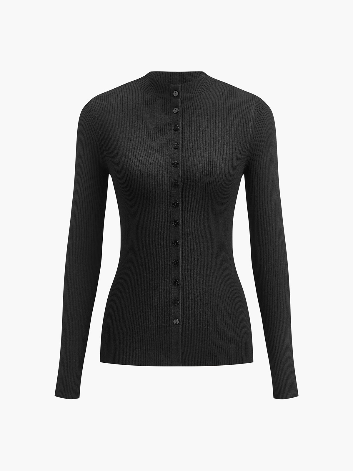 Düğmeli Dar Örgü Üst
