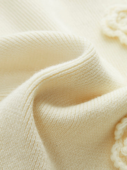 3D Çiçekli Marul Kenarlı Hırka