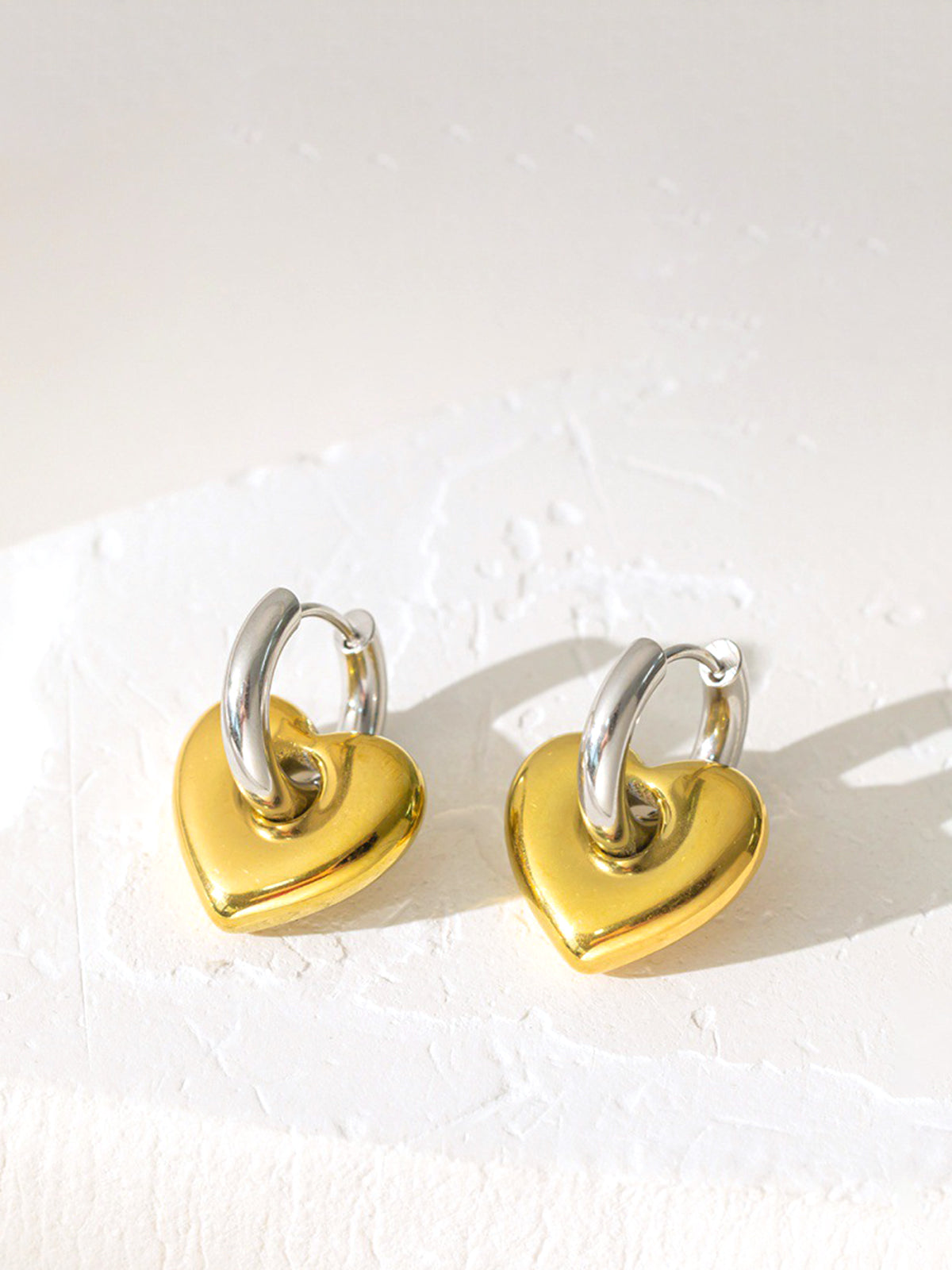 2 Adet Kontrast Kalp Damla Küpe