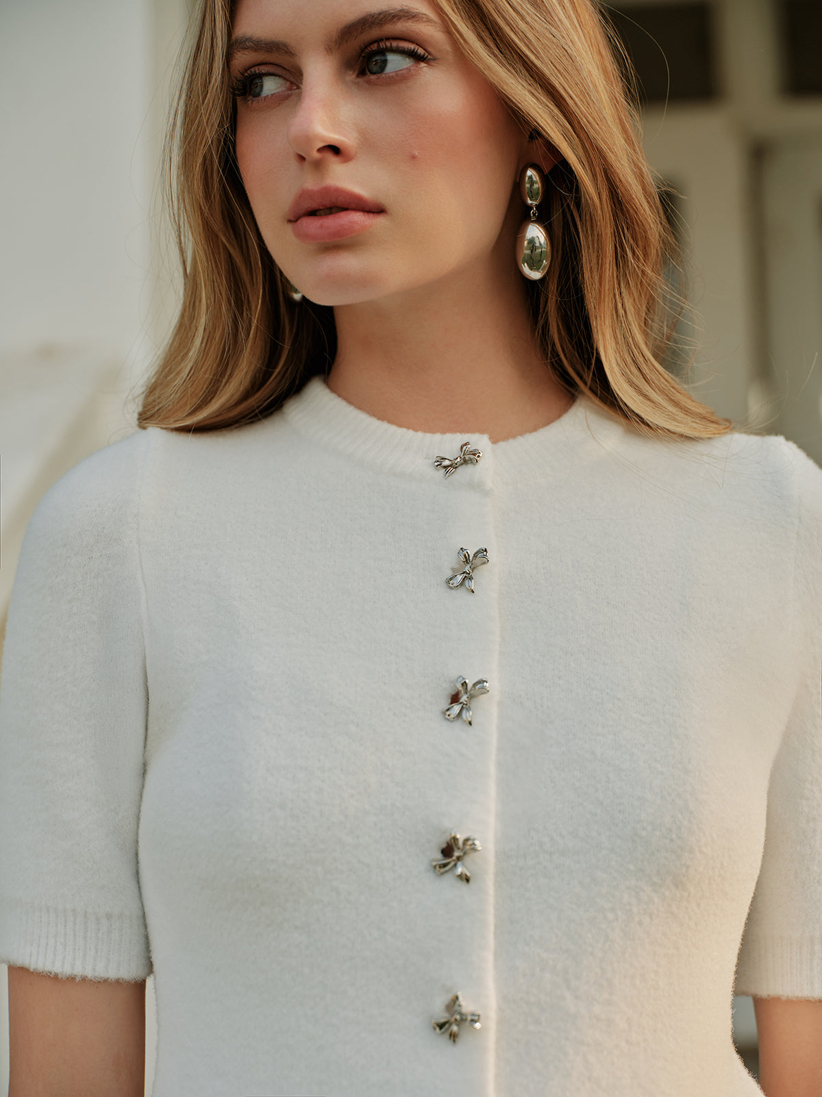 Zarif Fiyonk Düğmeli Örgü Üst