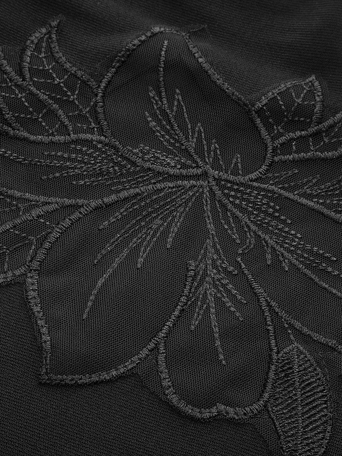 Yarı Şeffaf File Çiçekli Slim Jersey Üst