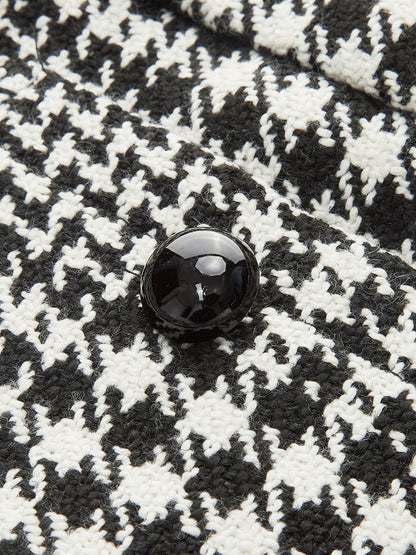 Yün Karışımlı Kareli Mini Etek