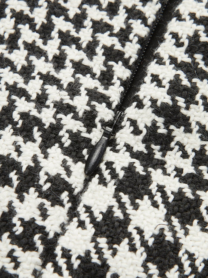 Yün Karışımlı Kareli Mini Etek