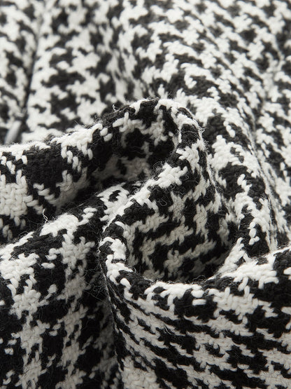 Yün Karışımlı Kareli Mini Etek