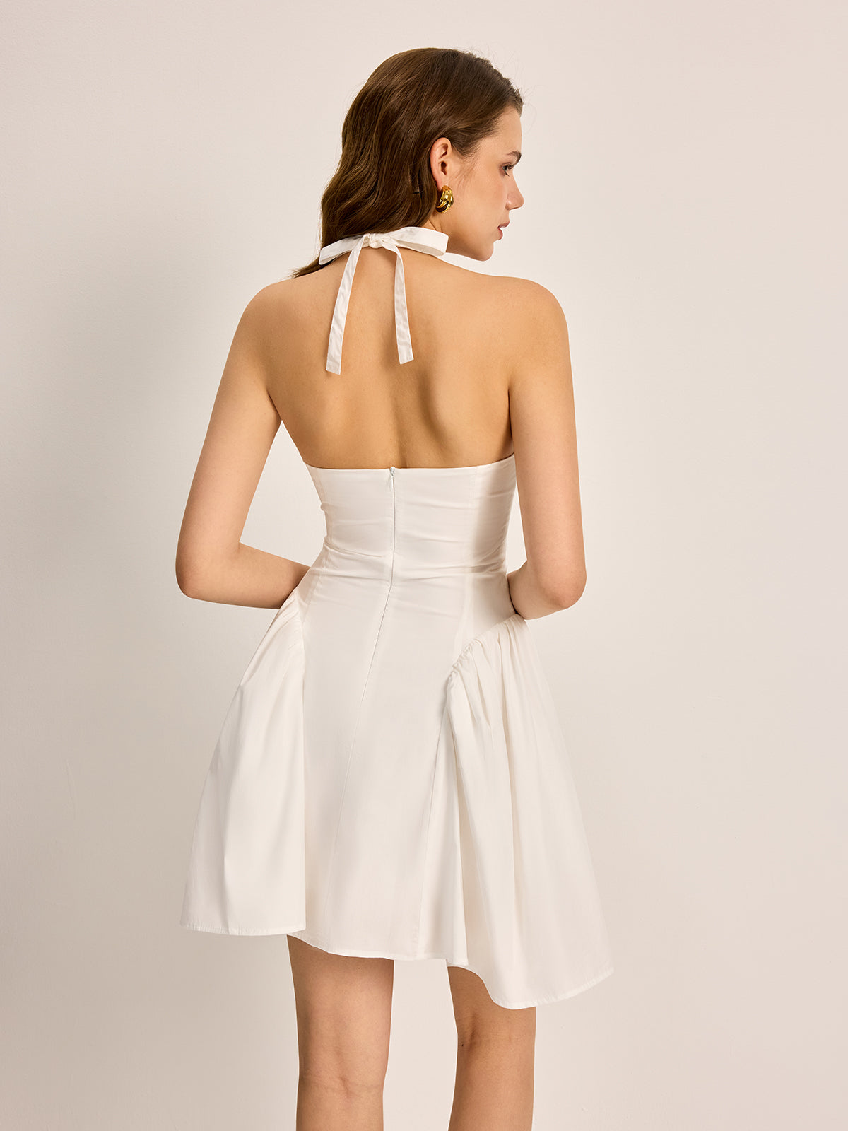 Bağcıklı Yaka Çiçekli Korse Elbise