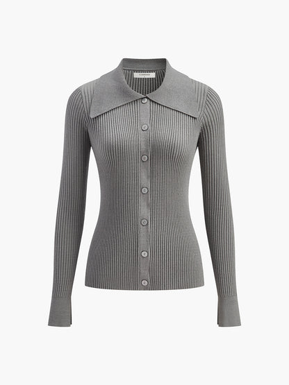 Ribbed Yaka İnce Hırka