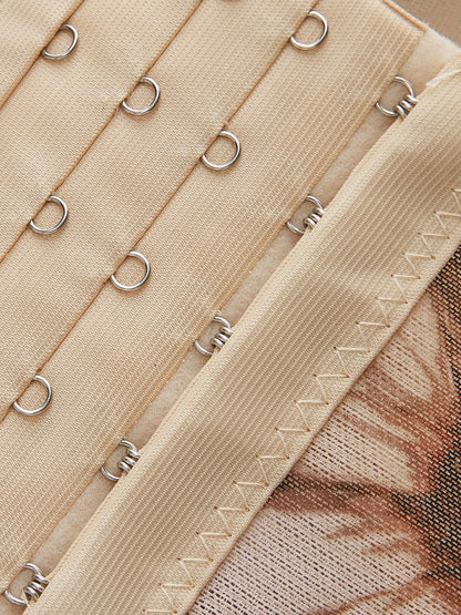 Yarı Şeffaf Çiçek Desenli Kalp Korse