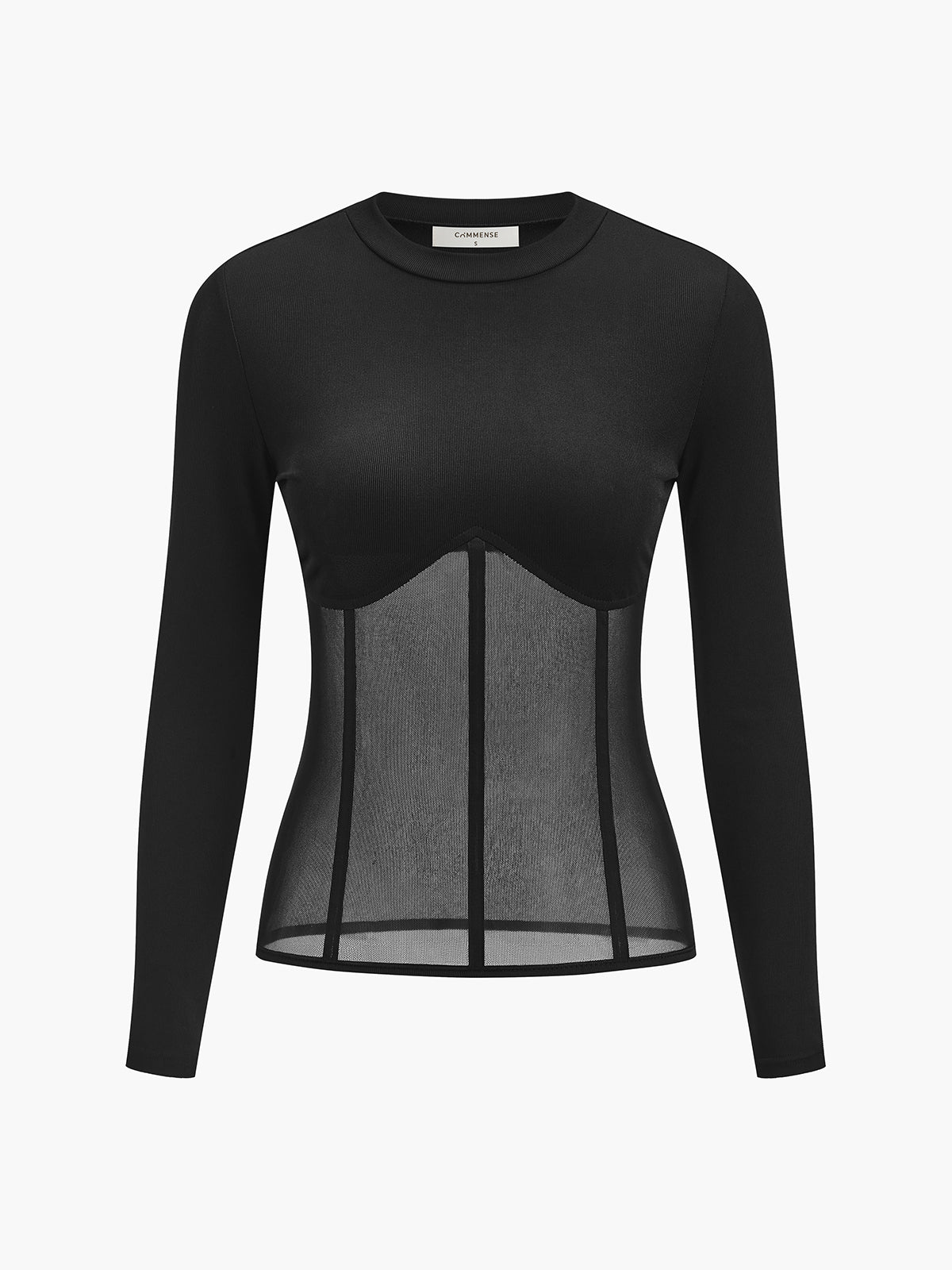 Şeffaf File Kombinasyon Uzun Kollu Üst