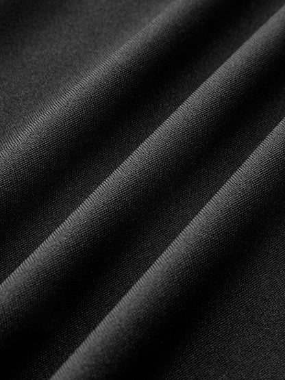 Dik Yaka Suni Deri Büzgülü Panel Elbise