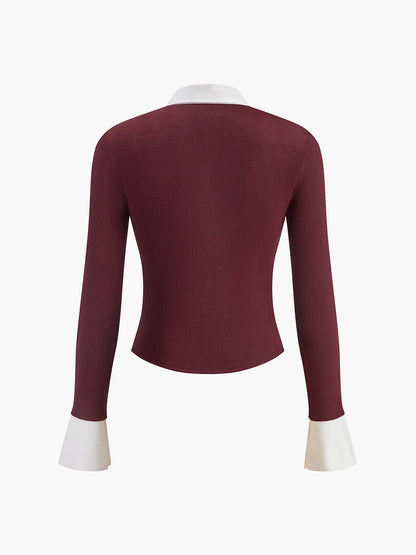 2'si 1 Arada Kontrast Bağlamalı Düğmeli Gömlek