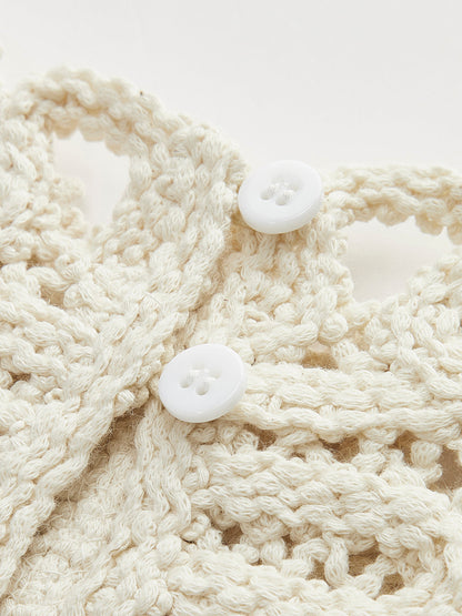 Çiçekli Tığ İşi Oymalı Kazak Yelek