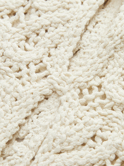 Çiçekli Tığ İşi Oymalı Kazak Yelek