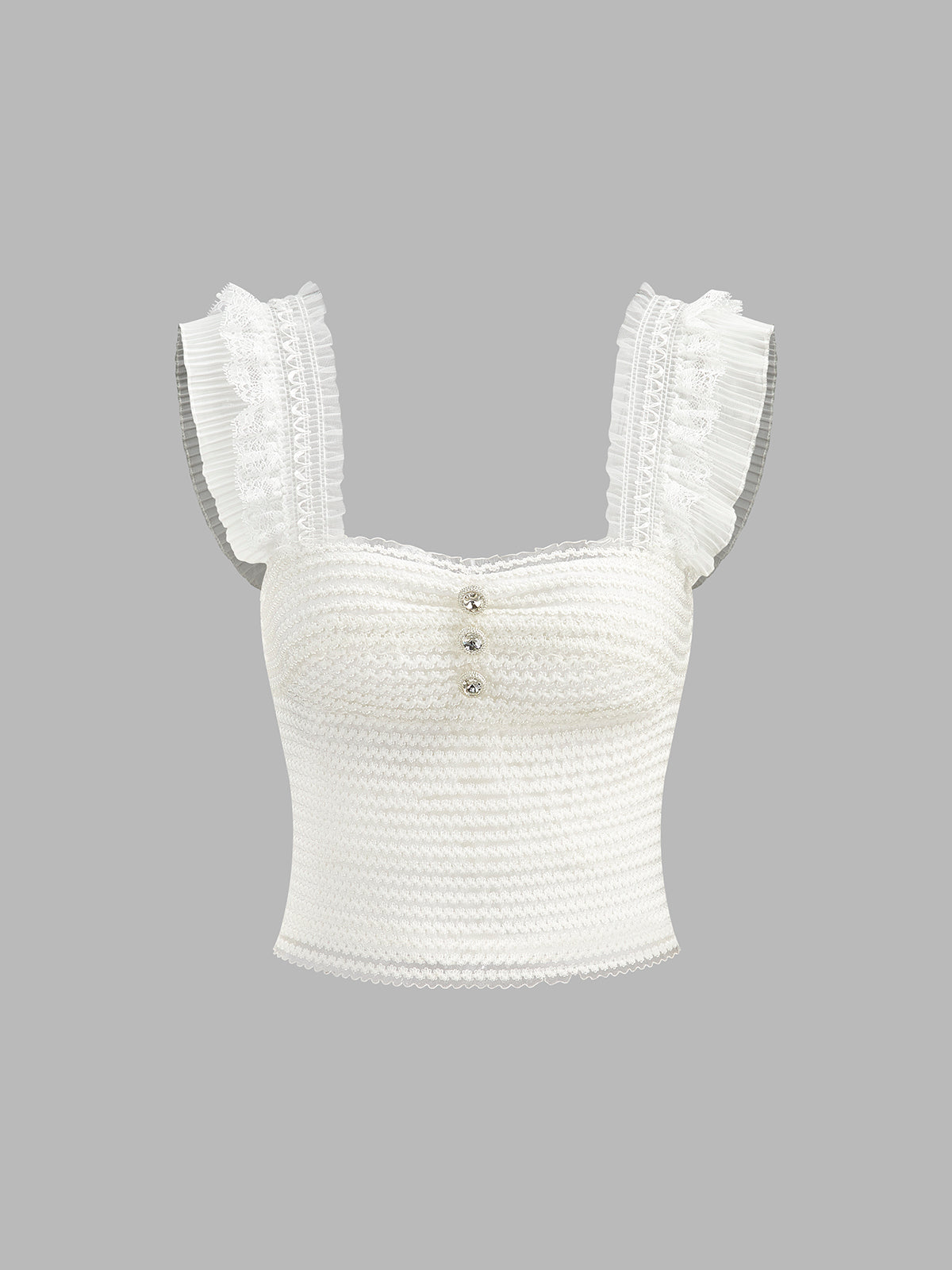 Fırfırlı Askılı Düğmeli Fırfırlı Üst