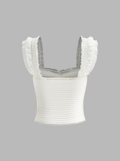 Fırfırlı Askılı Düğmeli Fırfırlı Üst