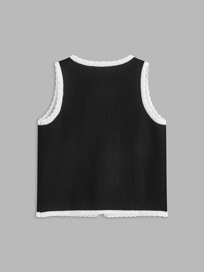 Taraklı Kenarlı Ön Bağlamalı Yelek