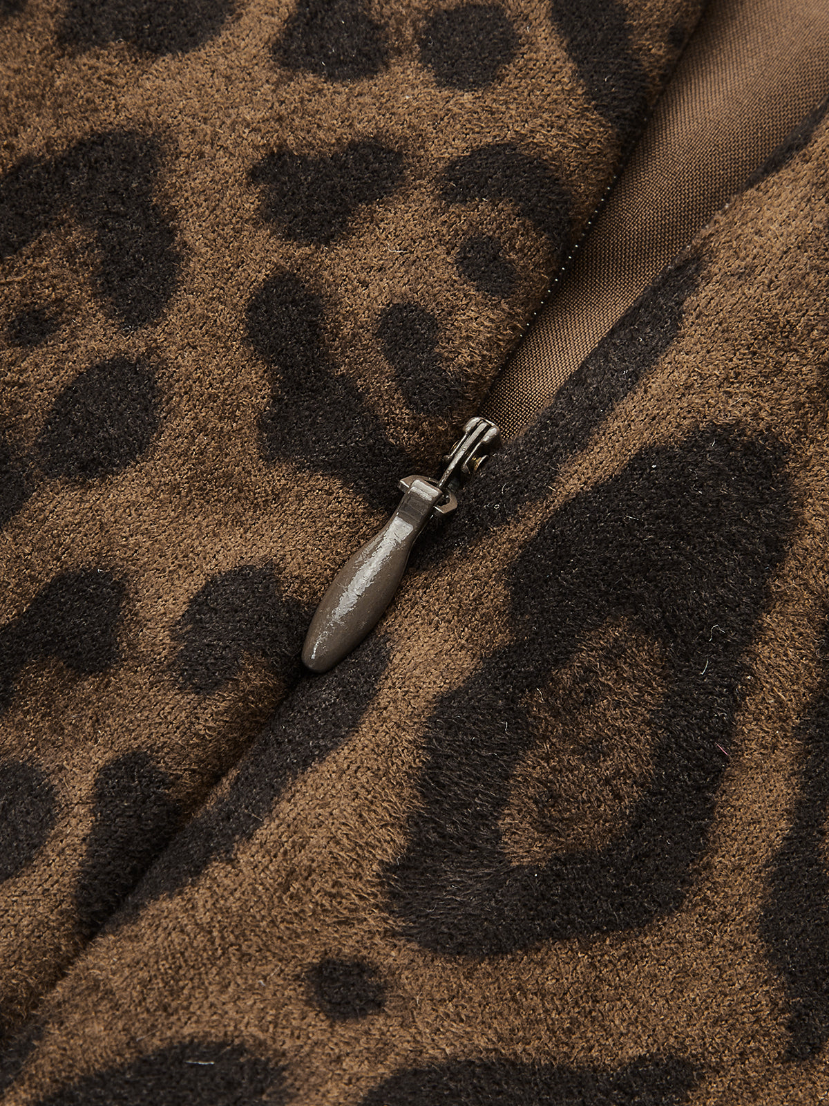 Leopar Desenli Süet Etek