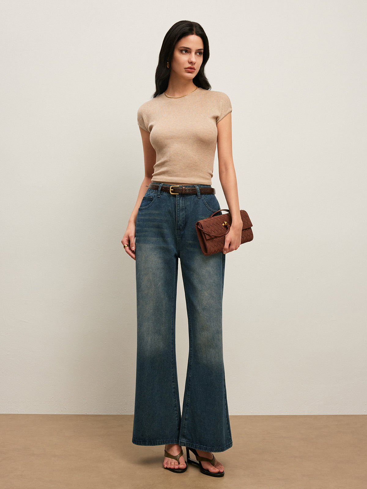 Sırt Bağlama Detaylı Ribanalı Tişört